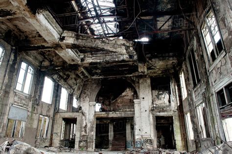 Interior Of Abandoned Building Destroyed By Fire Stock Photo Dissolve