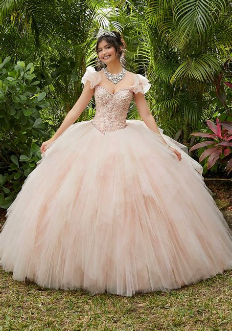 Crystal Beaded Ruffled Tulle Quinceañera Dress Morilee Eu