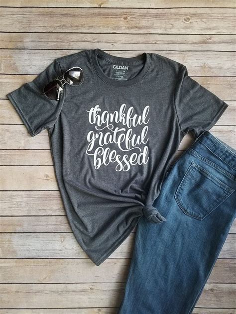 Thankful Grateful Blessed Shirt Fall Shirt Ladies Thanksgivingt Shirt