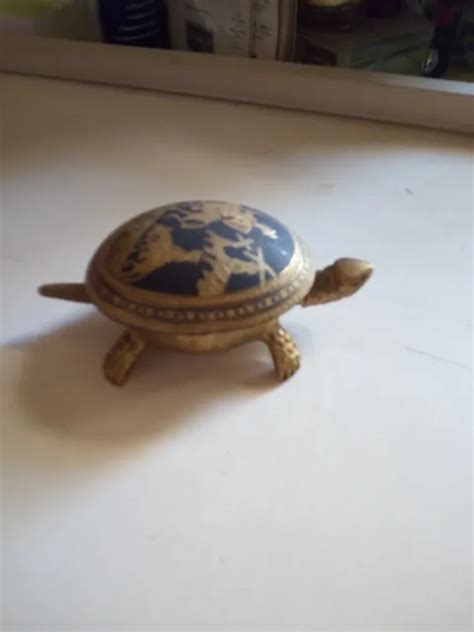 ANCIENNE SONNETTE DE table cloche de service tortue Damasquinée de