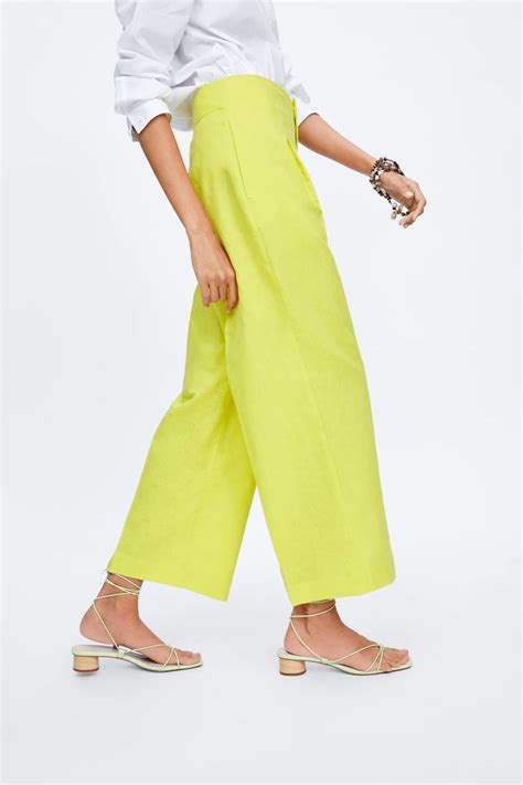 Wide Leg Pleated Pants From Zara Lime Green Lime Green