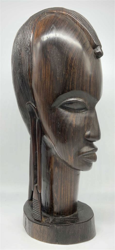 African Maasai Carved Ebony Wood Bust Barnebys