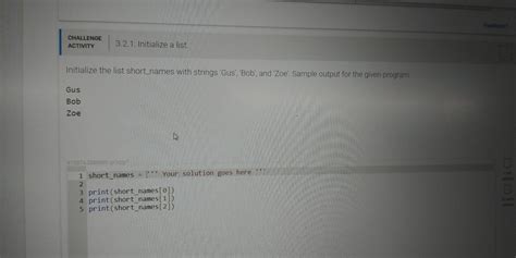 Solved Initialize The List Shortnames With Strings Gus