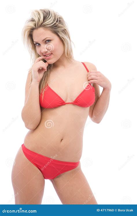 Beautiful Woman In Red Bikini Stock Photo Image Of Healthy Vacation