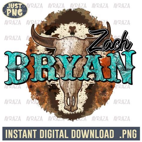 Zach Bryan Pngzach Bryan Country Designs Bull Skull Designs - Etsy