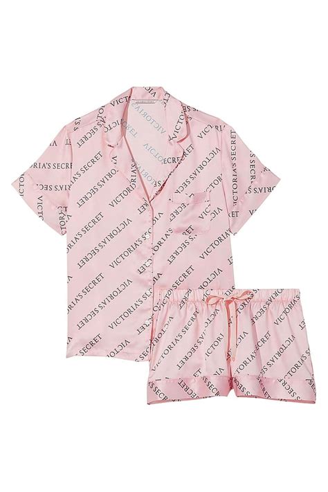 Buy Victorias Secret Purest Pink Logo Satin Short Pyjamas From The