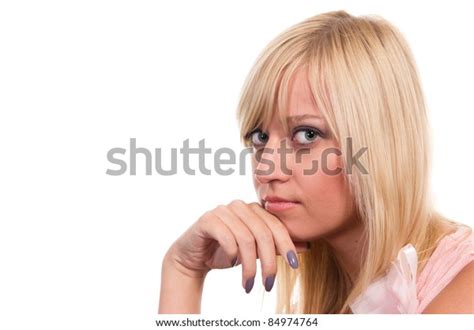 Cute Blonde Posing On White Background Stock Photo 84974764 Shutterstock