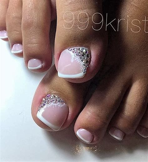 French Lace Rhinestone Toe Nailart Pretty Toe Nails Toe Nail Designs Toe Nail Art