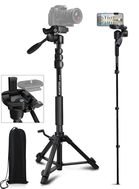 Camera Tripod 69 Inch Patented 3 Way Swivel Portable Phone Tripod Professional Aluminum Alloy