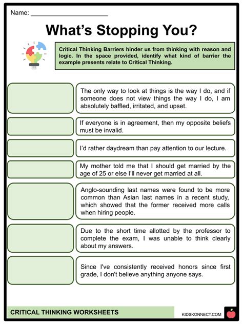 Critical Thinking Worksheets & Facts | Process, Logic, Outcomes ... 