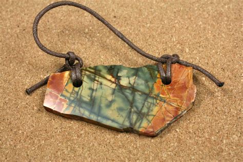 Red Creek Jasper Tablet Pendant Red Yellow And Green Rough Edge