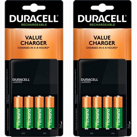 Duracell Coppertop Alkaline AA Battery Charger With 4 AA Rechargeable