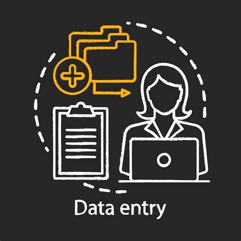 Data Entry Chalk Icon Typist Transcriber Clerk Entering Information