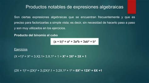 Productos Notables De Expresiones Algebraicas Pptx