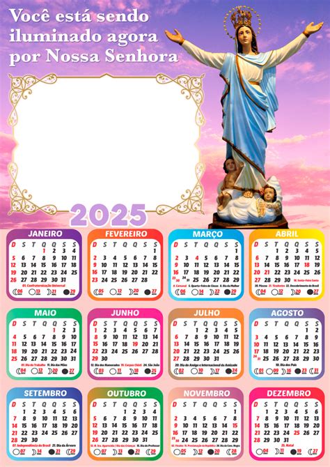 Calendário 2025 Iluminado Por Nossa Senhora Png Imagem Legal