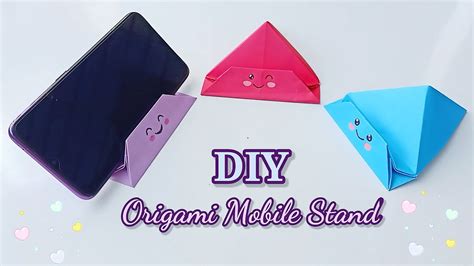 How To Make Paper Mobile Stand Without Glue Diy Origami Phone Holder Origami Crafts Idea