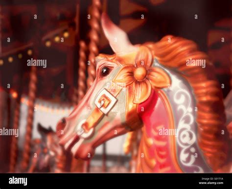 Fairground Carousel Horse Close Up Stock Photo Alamy