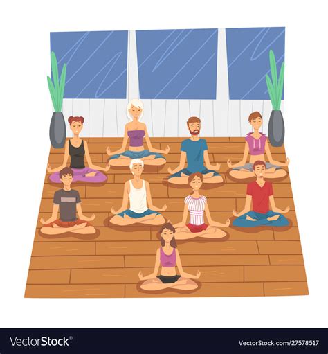 People Safe Balance With Group Meditation Vector Image