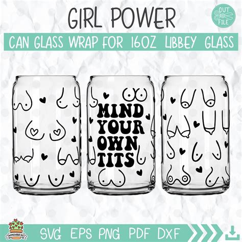 Funny Breast Boob Libbey Can Glass Wrap Svg Girl Power Libbey Glass