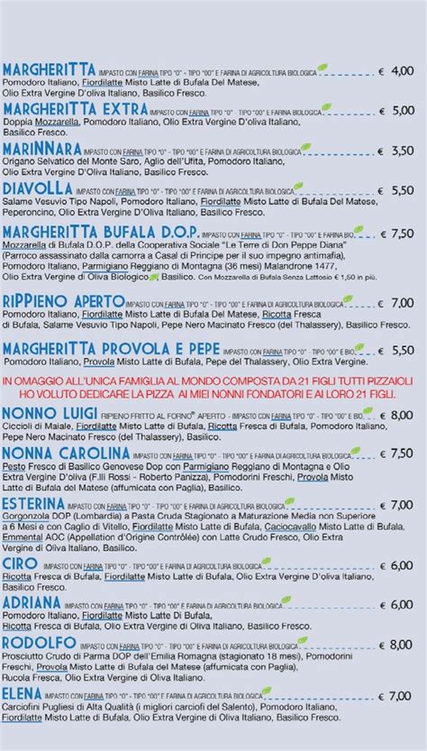 Menu At Gino E Toto Sorbillo Pizzeria Naples Via Dei Tribunali