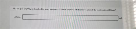 Solved If G Of Cuno Is Dissolved In Water M Chegg