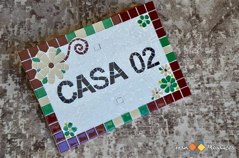 Placa Para Casa Mosaico Marrom Verde X Elo