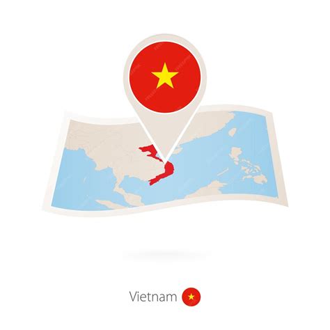 Premium Vector Folded Paper Map Of Vietnam With Flag Pin Of Vietnam