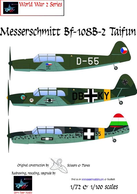 1 72 And 1 100 Messerschmitt Bf 108B 2 Taifun 3 Kit Bundle Paper