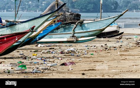 Pollution Of River Sea Ocean Water With Garbage Waste Plastics