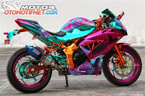 Motor Drag Ninja Modifikasi Ninja RR Mono Full Kroom Cantik Ala Lady