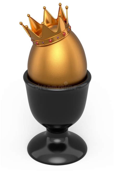 Farm Gold Egg With Gold Royal King Crown In Ceramic Egg Cup For