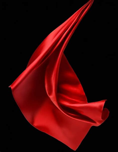 Premium Photo Flying Red Silk Fabric Waving Satin Cloth Isolated On