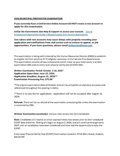 Massachusetts Civil Service Exam