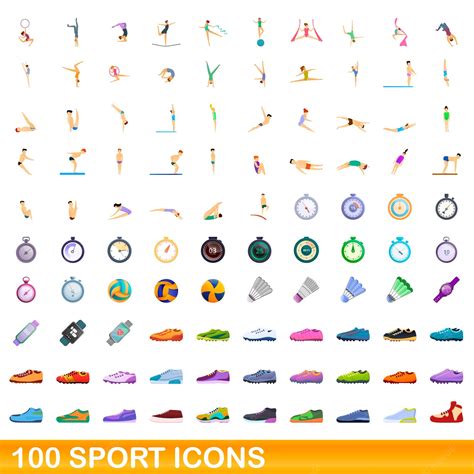 Premium Vector 100 Sport Icons Set Cartoon Illustration Of 100 Sport