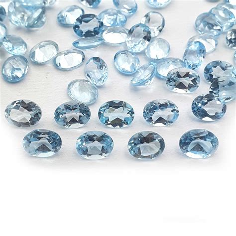 Natural Sky Blue Topaz Oval Cut Loose Gemstone Lot 10 Pcs 7 9 Mm 20 Ct