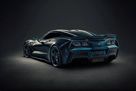 A dark and light blue Chevrolet Corvette sports car