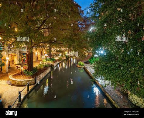 Texas, FEB 2 2022 - Night view of the Riverwalk Stock Photo - Alamy