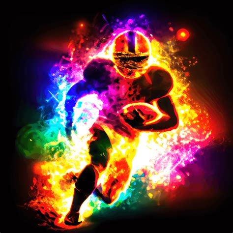 American Football Player Front Silhouette in Flames · Creative Fabrica