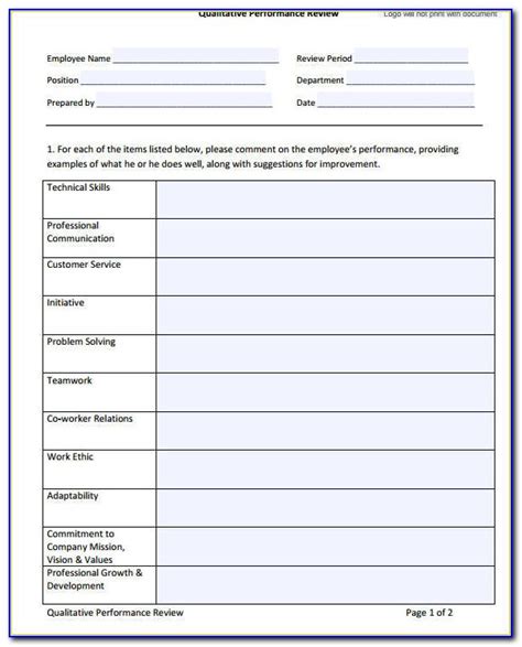 Employee Performance Review Template Excel | prosecution2012