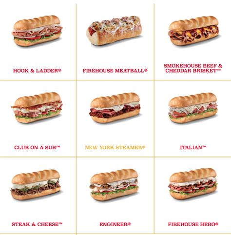 New Firehouse Subs Menu Printable