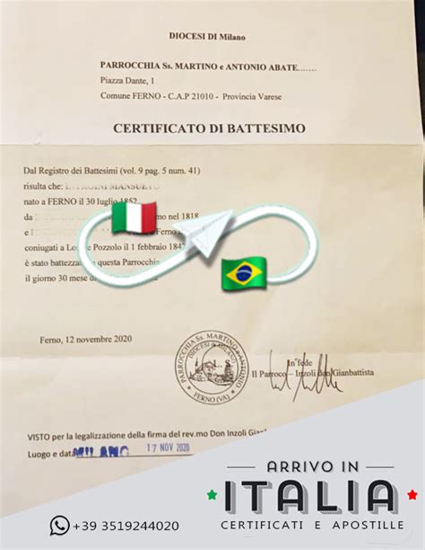 Certificato Di Battesimo Parrocchia Di Ferno Prov Varese