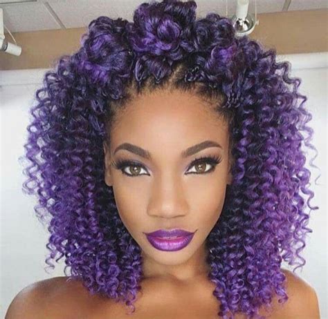 Short Deep Purple Crochet Braid Hairstyles For Women Curly Crochet Hair Styles Natural Hair