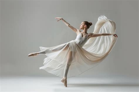 Premium Photo Graceful Ballerina Dancing With Silk Fabric In Modern