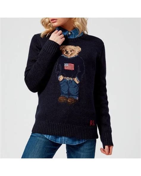 Polo Ralph Lauren Womens Bear Jumper In Blue Lyst Uk