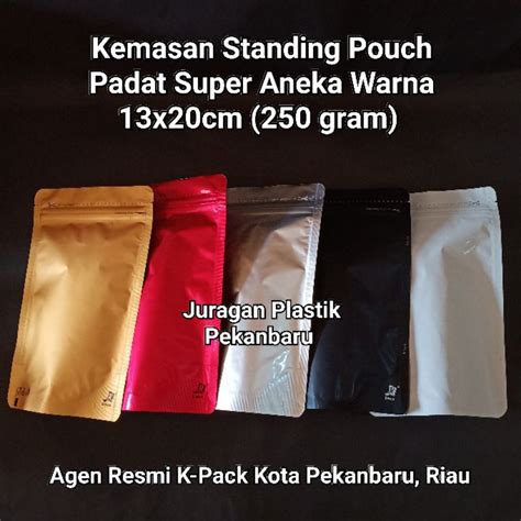 Jual Kemasan Standing Pouch Super Warna 13x20 Cm Silver Putih Hitam