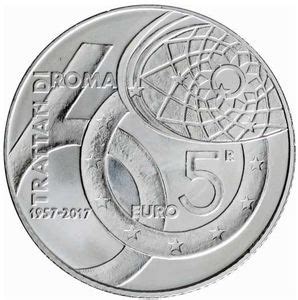 Coin 5 Euro 60th Anniversary Of The Treaty Of Rome Italy 2002