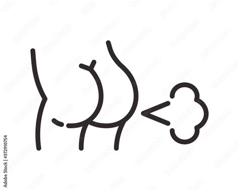 Cartoon Male Ass And Near Farting Cloud Ass And Fart Icon Vector Illustration Stock Vector