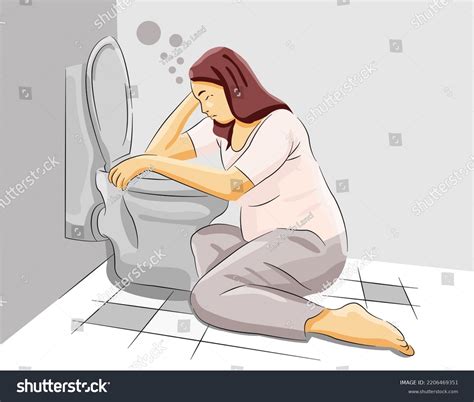 Woman Under Morning Sickness Pregnancy Vomit Stock Vector Royalty Free 2206469351 Shutterstock