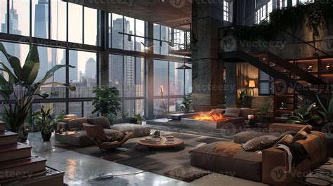Luxurious Penthouse Apartment With Panoramic City Skyline View And Cozy