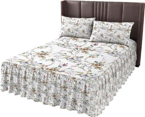 California King Bed Skirts Ruffled 3 Piece Set With Pillow